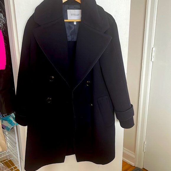 Derek Lam Oversized Wool Coat -Navy - Picture 6 of 11